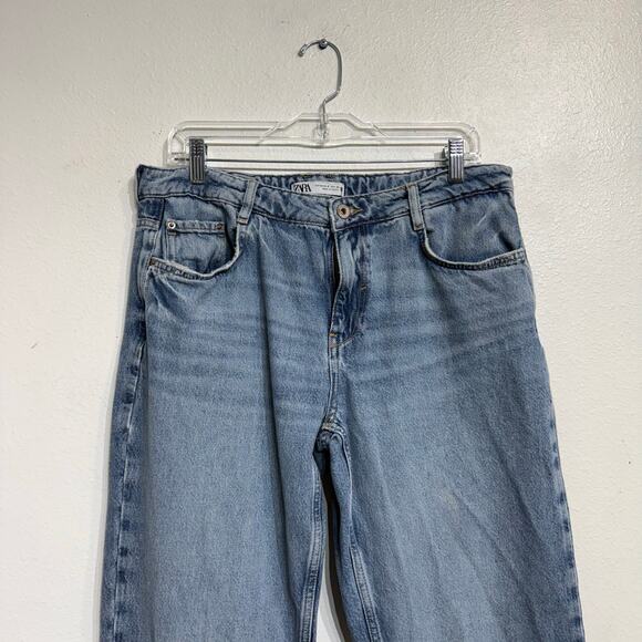 Zara Blue Wide Leg Jeans Sz 8 - Picture 3 of 12